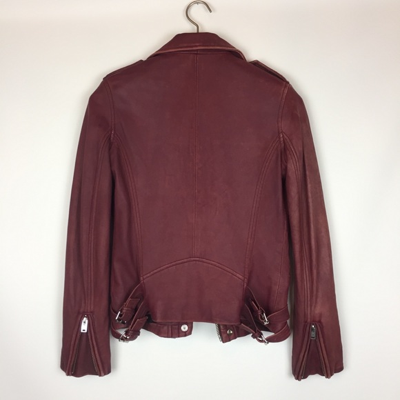 IRO Han Burgundy Lamb Leather Moto Jacket \\ XS - Picture 7 of 8